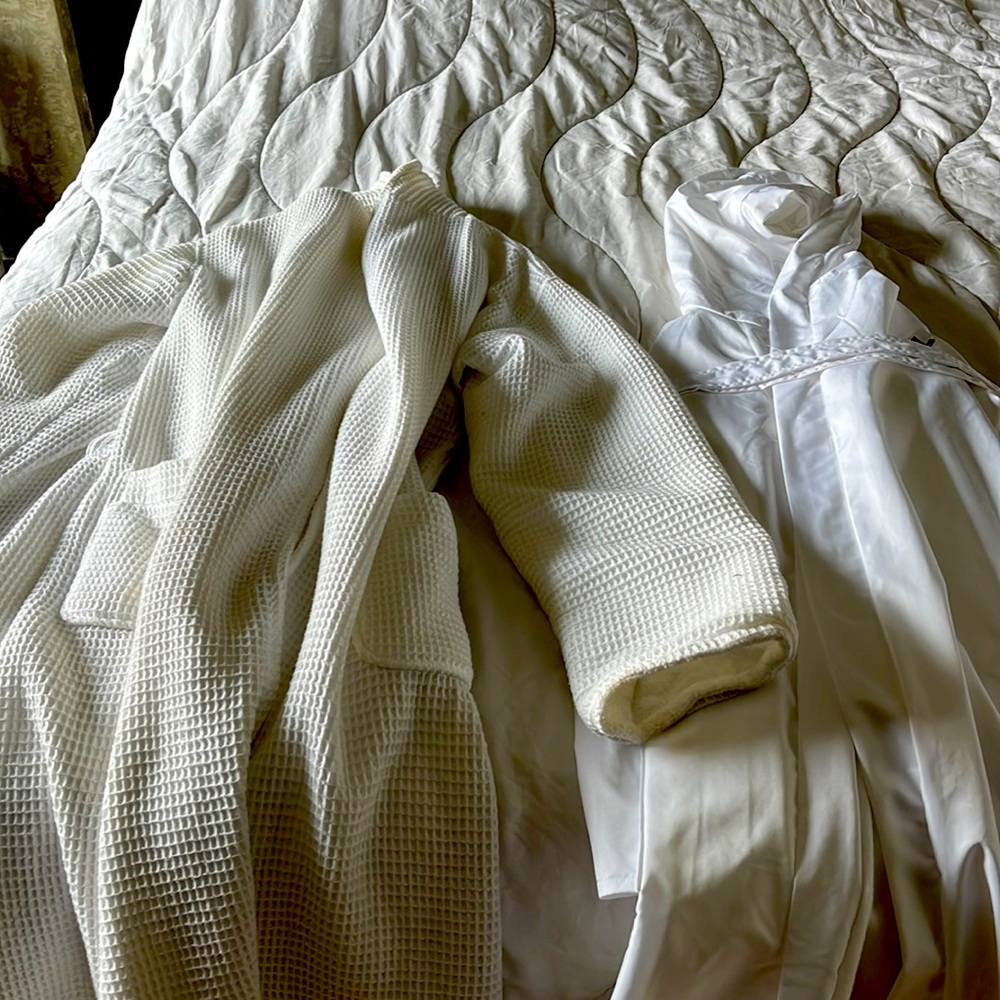 2 white Mens Large robes.